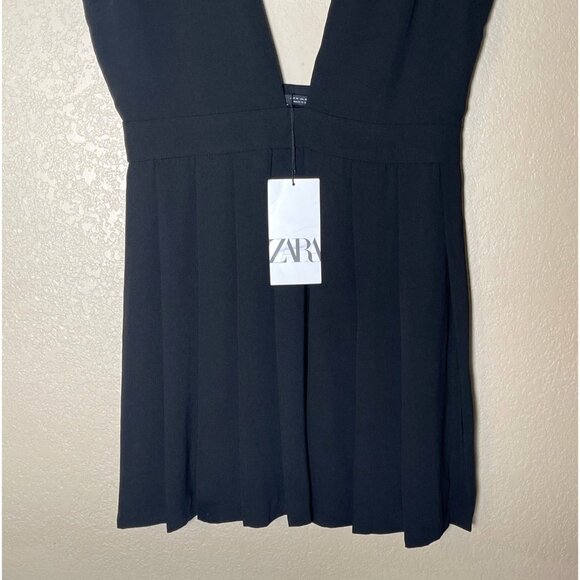 Zara Box Pleat Pinafore Dress Black - Picture 6 of 11